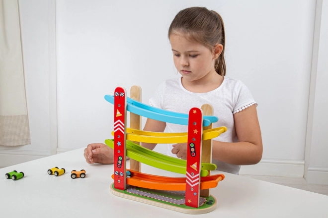 Houten racebaan voor auto's van Bigjigs Toys
