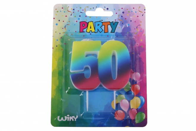 Feestkaars nummer 50 Regenboog