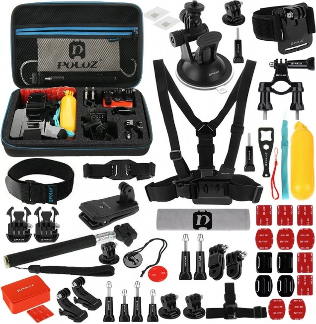 Puluz ultieme combiset 53‑in‑1 voor actioncamera’s