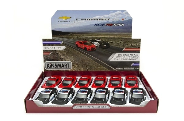 Auto Kinsmart Chevrolet Camaro politie/brandweer 12cm metaal/plastic