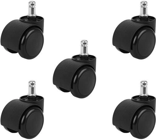 Kantoorstoel-wieltjes – set van 5 stuks – zwart