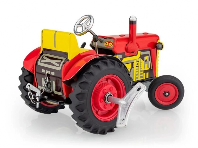 Tractor Zetor rood op sleutel metaal 14cm 1:25 in doos Kovap