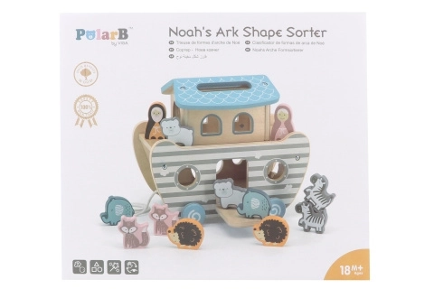 Houten inlegpuzzel Noachs Ark – trekspeelgoed voor kinderen 18m+