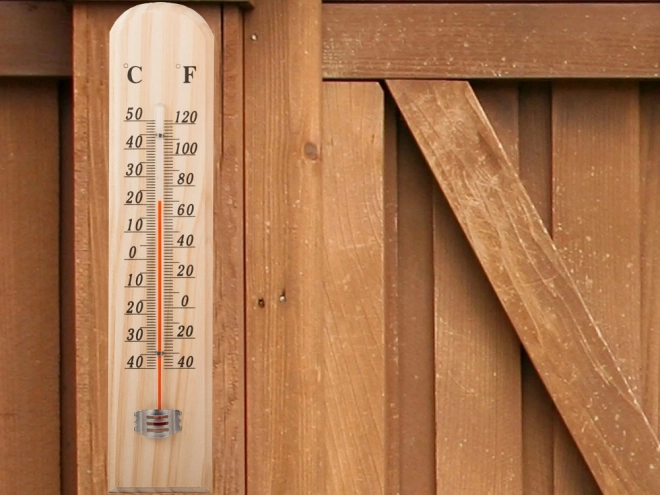 Grote houten thermometer voor binnen- en buitengebruik