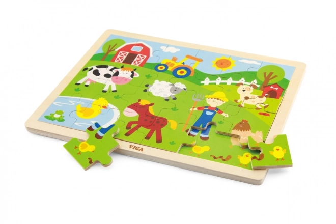 Houten puzzel 24 stukjes - boerderij