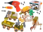 Boerderij voor kinderen – demonteerbare tractor, combine en dieren met accu-boormachine