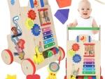 Houten loopwagen met activiteiten 6-in-1