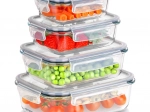 Glazen voedselcontainers met deksel en afdichting, set van 4 stuks