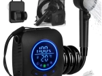 Draagbare kampeerdouche TRIZAND 8000 mAh met pomp en LED-display, USB, IPX8