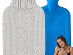 Warmwaterkruik met gebreide hoes 2 l – grijs