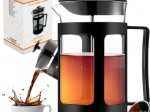 Glazen french press RUHHY 1 l voor koffie en thee