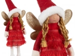Kerstdecoratie engel/elf met glinsterende vleugels, rood