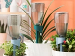 Automatische druppelbewatering met fles voor bloemen en kamerplanten