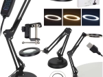 Bureaulamp met LED en loep, verstelbare arm, 2 montagemogelijkheden