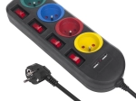 Stekkerdoos met schakelaars 4 stopcontacten + 2xUSB zwart
