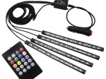 LED interieurbelysning voor auto Pilot Light Bar 4×12 LED RGB met afstandsbediening