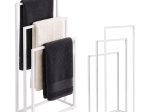 ModernHome vrijstaand metalen handdoekenrek met 3 armen, wit