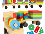 Houten treintje met bouwblokken en vormensorteerder 30 cm