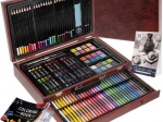 Teken- en schilderset in houten koffer met lade, 148-delig