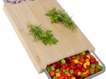 Bamboe snijplank Ruhhy met uitschuifbare bakjes