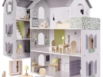 Houten poppenhuis met grijze accessoires