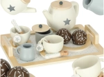 Houten theeservies voor kinderen met dienblad en kopjes