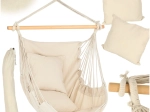 Braziliaanse hangstoel met voetensteun 130 cm beige