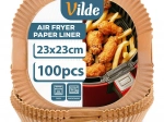 Papieren vierkante inzetstukken voor heteluchtfriteuse 23 × 23 cm, 100 stuks VILDE