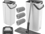 Platte mop met dubbelkameremmer 8,5 l RUHHY met wringsysteem en 3 reservehoezen