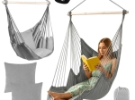Hangende schommelstoel 2-in-1 met kussens, grijs GARDLOV