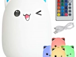 Kinder LED-nachtlampje - kat met afstandsbediening