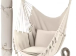 Hangende Braziliaanse stoel voor binnen en buiten, beige, 2 kussens