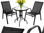 Balkon bistroset GARDLOV – tafeltje en 2 stoelen, zwart