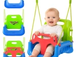Kinder-schommel 3-in-1 aan touwen groen-blauw Kruzzel tot 30 kg