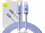 Baseus Crystal USB‑C naar Lightning kabel 2 m, 20 W PD, paars