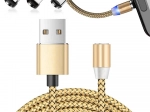 Magnetische oplaadkabel 3-in-1 micro USB, Type-C en Lightning, 1 m