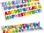 Houten educatieve alfabet en cijfers met ringetjes