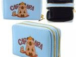 Blauwe tweekamer-portemonnee met capibara, vakken voor kaarten 12,5 × 8,5 cm