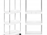 Kunststof badkamerstandaard met 4 planken op wieltjes
