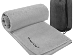 Trizand sneldrogende microvezelhanddoek 120 × 60 cm donkergrijs