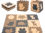 Educatieve foam puzzelmat met dieren, beige, 85 × 85 cm, 9 delen