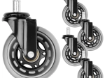 Rubberen wielen voor bureaustoel 75 mm, pen 11 mm, 5 stuks
