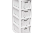Opbergkast Rattan met 4 lades, wit