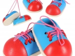 Houten schoentjes om te leren veters strikken, 2 stuks