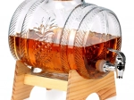 Glazen drankdispenser met kraantje en houten standaard 5 l