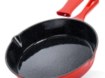 gietijzeren pan met email en siliconen handgreephoes cast enamel 25 cm
