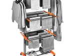 Metalen verticale wasdroger op wielen XXL 73 × 170 cm