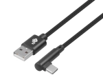 USB- naar USB‑C-kabel 1,5 m met haakse connector, zwart gevlochten