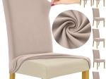 Stoelhoezen RUHHY - set van 6 stuks beige elastisch velours