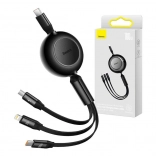 Baseus Bright Mirror 4 uittrekbare 3-in-1 kabel USB-C / Lightning / Micro USB 100 W, 1,1 m, zwart